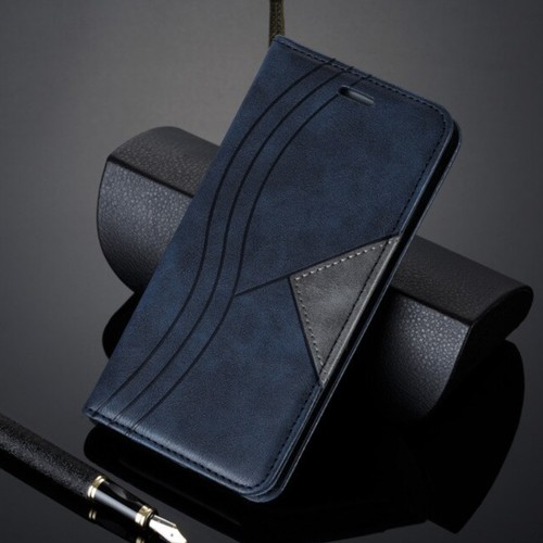 Peňaženkové kožené puzdro modré na Apple iPhone 11 