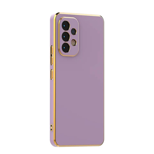 Obal na mobil - fialový so zlatým rámikom - Samsung Galaxy S21