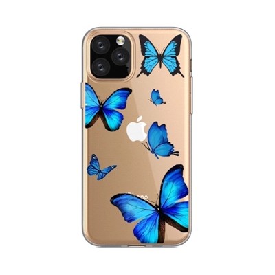 Priehľadný obal - Modré motýle na Apple iPhone 12 / 12 Pro 