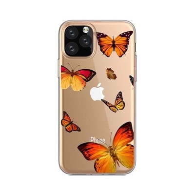Priehľadný obal na mobil - Hnedé motýle na Apple iPhone 11 