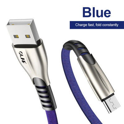 Dátový a nabíjací kábel USB micro, 3 A, 1m, modrý