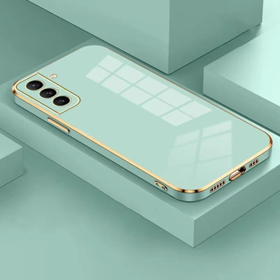 Obal na mobil - zelený so zlatým rámikom - Samsung Galaxy S21