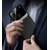 Kožený obal dizajnový čierny na Apple iPhone 12/12 Pro 